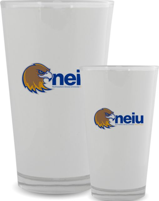 Northeastern Illinois Full Color Glass 17oz Mascot neiu - ONLINE ONLY