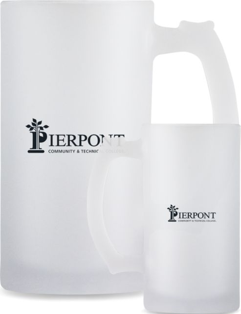 Pierpont Full Color Decorative Frosted Glass Mug 16oz Primary Wordmark - ONLINE ONLY
