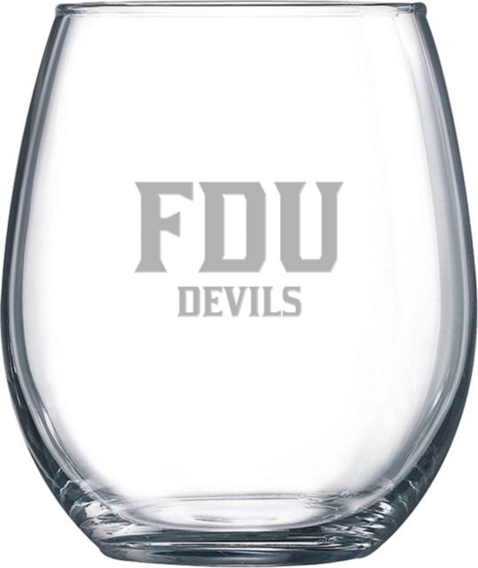 FDU Devils Libbey Stemless Glass 17oz FDU Devils Stacked Engraved - ONLINE ONLY