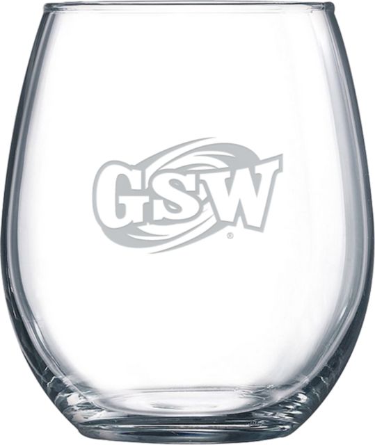 GSW State Libbey Stemless Glass 17oz GSW Athletics Mark Engraved - ONLINE ONLY