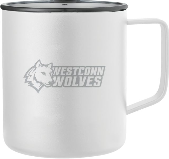 Western Connecticut Rover Camp Vacuum Insulated Mug 14oz Westconn Wolves Mascot Head Left Engraved - ONLINE ONLY