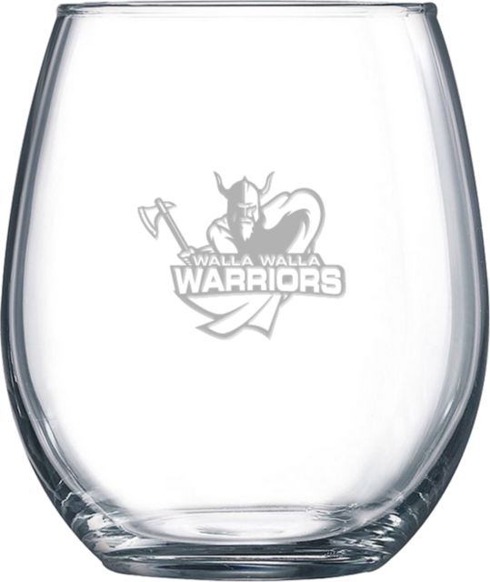 Walla Walla Libbey Stemless Glass 17oz WW Warriors Warrior  Engraved - ONLINE ONLY