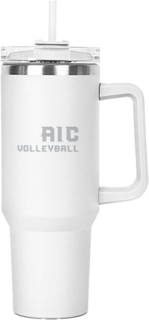 American International Hippo Mug & Straw Lid with Twist Closure 40 oz AIC Volleyball Engraved - ONLINE ONLY
