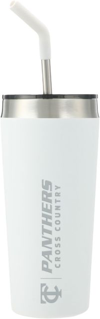 Tompkins Cortland Faye Vacuum Tumbler w/ Stainless Straw 20 oz TC Panthers - Cross Country Engraved - ONLINE ONLY