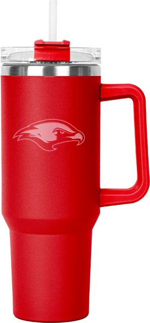 La Roche Hippo Mug & Straw Lid with Twist Closure 40 oz La Roche University Mascot Engraved - ONLINE ONLY