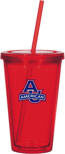 American University Madison Double Wall Tumbler w/Straw 16oz  - ONLINE ONLY