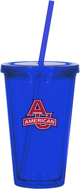 American University Madison Double Wall Tumbler w/Straw 16oz  - ONLINE ONLY