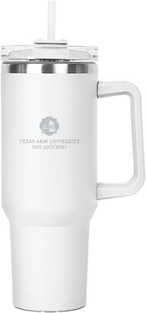 Texas A&M San Antonio Hippo Mug & Straw Lid with Twist Closure 40 oz TAMUSA University Mark Engraved - ONLINE ONLY