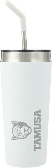 Texas A&M San Antonio Faye Vacuum Tumbler w/ Stainless Straw 20 oz TAMUSA Mascot Stacked Engraved - ONLINE ONLY