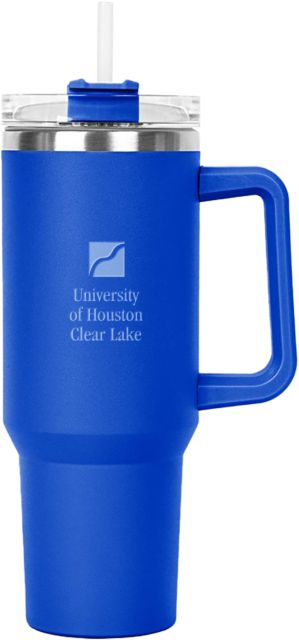 Houston Clear Lake Hippo Mug & Straw Lid with Twist Closure 40 oz University of Houston-Clear Lake Stacked Engraved - ONLINE ONLY