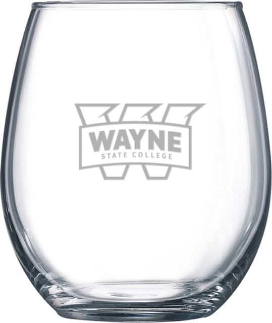 Wayne State Libbey Stemless Glass 17oz Primary Mark Engraved - ONLINE ONLY