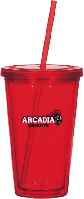 Arcadia Madison Double Wall Red Tumbler w/Straw 16oz Official Logo - ONLINE ONLY