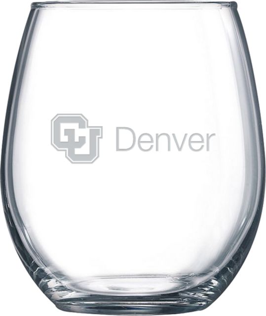 Colorado Denver Libbey Stemless Glass 17oz CU Denver Engraved