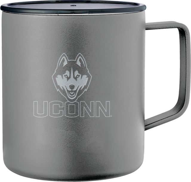 UConn Rover Camp Vacuum Insulated Mug 14oz Husky UConn Lockup Stacked Engraved