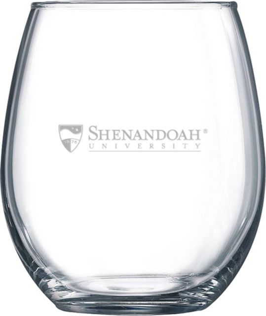 Shenandoah Libbey Stemless Glass 17oz Primary University Mark Engraved- ONLINE ONLY