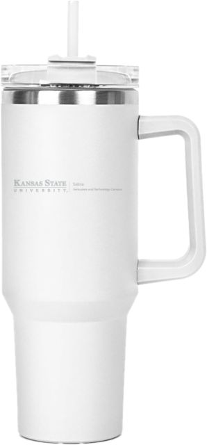 Kansas State Hippo Mug & Straw Lid with Twist Closure 40 oz K State Salina Aerospace and Tech Horizontal Engraved - ONLINE ONLY