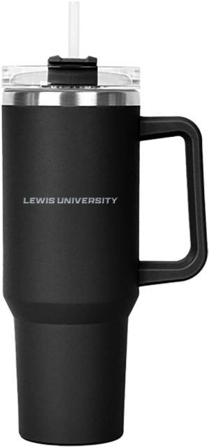 Lewis Hippo Mug & Straw Lid with Twist Closure 40 oz Lewis Flyers Wordmark - Horizontal Engraved