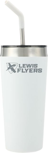 Lewis Faye Vacuum Tumbler w/ Stainless Straw 20 oz Lewis Flyers - Horizontal Reversed Engraved