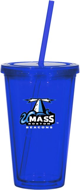 UMass Boston Madison Double Wall Tumbler w/Straw 16oz Primary Logo - ONLINE ONLY