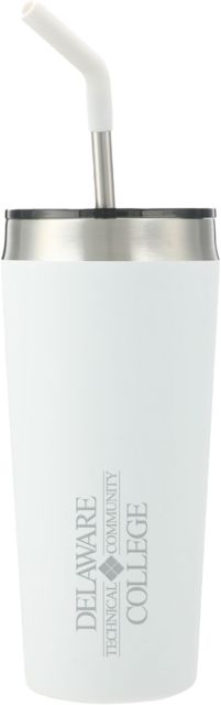 Delaware Tech CC Faye Vacuum Tumbler w/ Stainless Straw 20 oz Delaware Tech Flat Wordmark Engraved - ONLINE ONLY