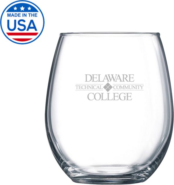 Delaware Tech CC Libbey Stemless Glass 17oz Delaware Tech Flat Wordmark Engraved - ONLINE ONLY