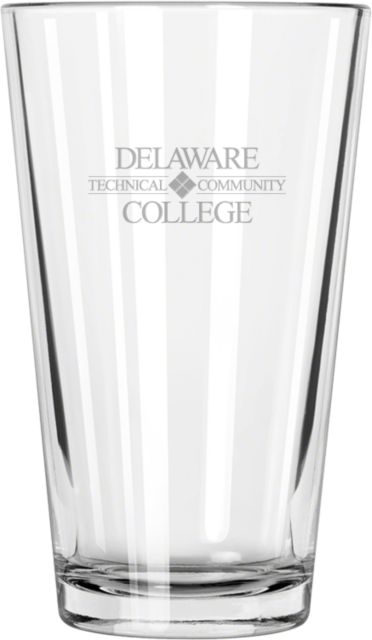 Delaware Tech CC Libbey Pint Glass 16oz Delaware Tech Flat Wordmark Engraved - ONLINE ONLY