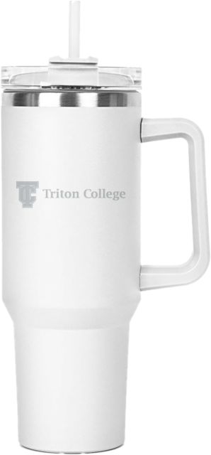 Triton Hippo Mug & Straw Lid with Twist Closure 40 oz Triton College Primary Wordmark Flat Engraved - ONLINE ONLY