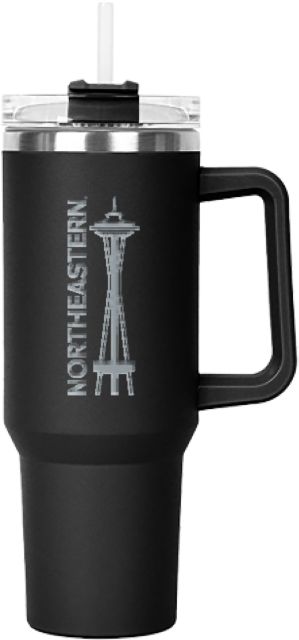 Northeastern Hippo Mug & Straw Lid with Twist Closure 40 oz Northeastern Space Needle Engraved - ONLINE ONLY