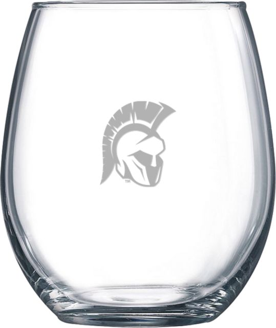 Illinois Wesleyan Libbey Stemless Glass 17oz Head Mark Engraved - ONLINE ONLY