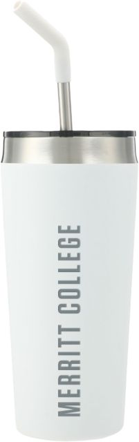 Merritt College Faye Vacuum Tumbler w/ Stainless Straw 20 oz Merritt College Flat Engraved