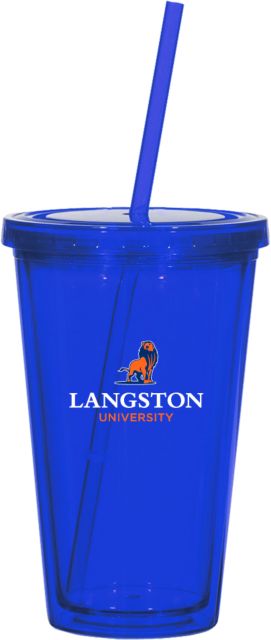 Langston Madison Double Wall Tumbler w/Straw 16oz Primary Mark - ONLINE ONLY
