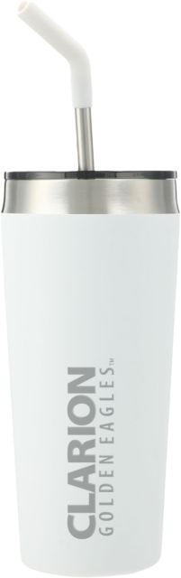PennWest Clarion Faye Vacuum Tumbler w/ Stainless Straw 20 oz Clarion Golden Eagles Wordmark Engraved - ONLINE ONLY