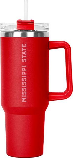 Mississippi State Hippo Red Mug & Straw Lid with Twist Closure 40 oz Mississippi State Flat Word Mark Engraved