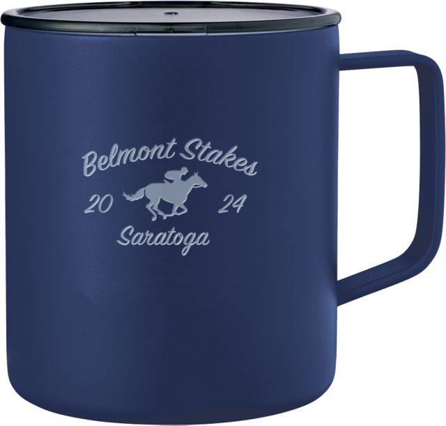 NYRA Rover Camp Vacuum Insulated Mug 14oz Belmont Stakes 2024 Saratoga Script Engraved