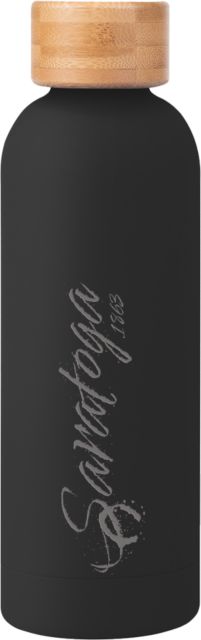Saratoga Blair Black Stainless Steel Bottle w/ Bamboo Lid 17 oz