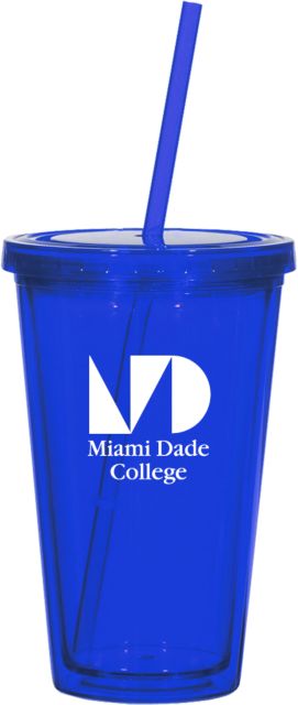 Miami Dale Madison Double Wall Tumbler w/Straw 16oz Miami Dade College Stacked - ONLINE ONLY