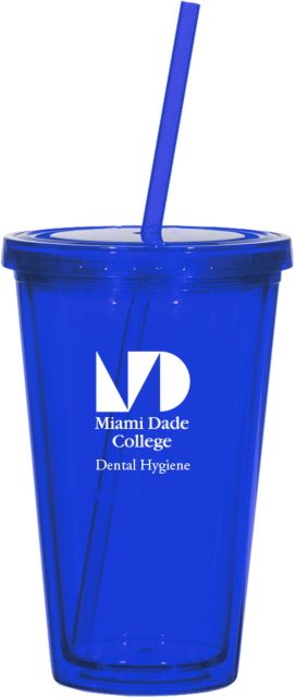 Miami Dale Madison Double Wall Tumbler w/Straw 16oz Miami Dade College Stacked Dental Hygiene - ONLINE ONLY