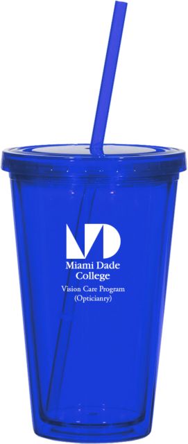 Miami Dale Madison Double Wall Tumbler w/Straw 16oz Miami Dade College Stacked Vision Care - ONLINE ONLY