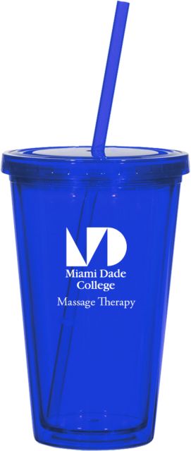 Miami Dale Madison Double Wall Tumbler w/Straw 16oz Miami Dade College Stacked Massage Therapy - ONLINE ONLY