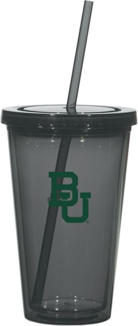 Baylor Madison Double Wall Tumbler w/Straw 16oz Interlocking BU - ONLINE ONLY