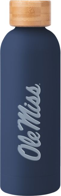 Ole Miss Blair Stainless Bottle w/ Bamboo Lid 17 oz Ole Miss Script - Official Wordmark Engraved - ONLINE ONLY