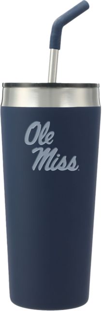 Ole Miss Faye Vacuum Tumbler w/ Stainless Straw 20 oz Ole Miss Script - Primary Stacked Engraved - ONLINE ONLY