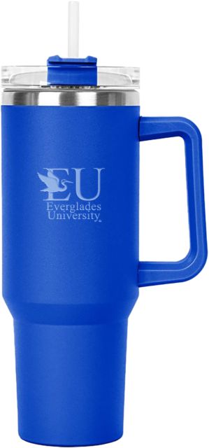 Everglades University Hippo Mug & Straw Lid with Twist Closure 40 oz EU with Egret Everglades UniversityA Vertical Trademark Engraved - ONLINE ONLY