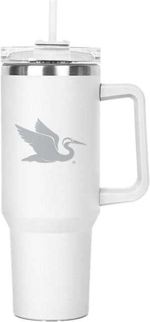Everglades University Hippo Mug & Straw Lid with Twist Closure 40 oz Everglades University EgretA Mascot Trademark Engraved - ONLINE ONLY
