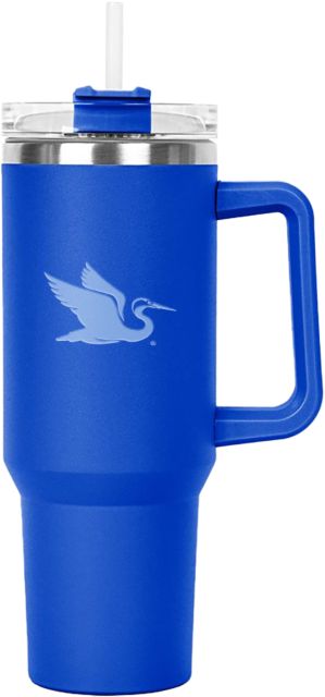 Everglades University Hippo Mug & Straw Lid with Twist Closure 40 oz Everglades University EgretA Mascot Trademark Engraved - ONLINE ONLY