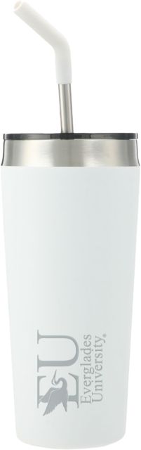 Everglades University Faye Vacuum Tumbler w/ Stainless Straw 20 oz EU with Egret Everglades UniversityA Vertical Trademark Engraved - ONLINE ONLY