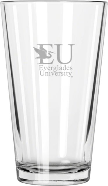 Everglades University Libbey Pint Glass 16oz EU with Egret Everglades UniversityA Vertical Trademark Engraved - ONLINE ONLY