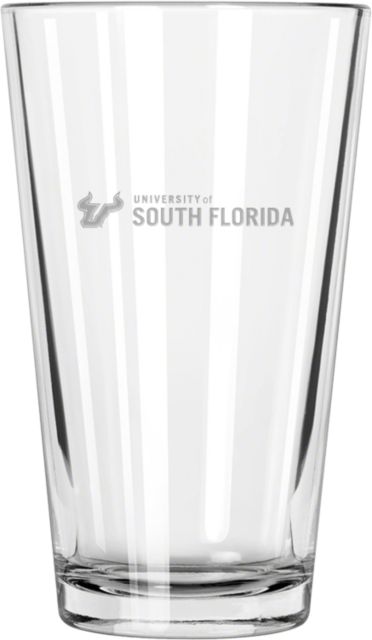South Florida Libbey Pint Glass 16oz Primary Mark Horizontal Engraved