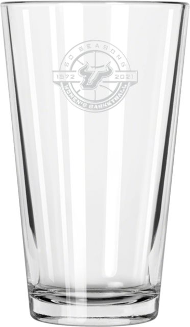 South Florida Libbey Pint Glass 16oz 50 Seasons Womens Basketball Engraved - ONLINE ONLY