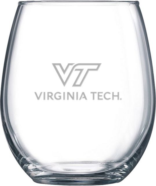 Virginia Tech Libbey Stemless Glass 17oz Primary Institutional Mark Engraved - ONLINE ONLY
